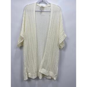 Heyson Loose Knit‎ Cream Open Front Short Sleeve Kimono